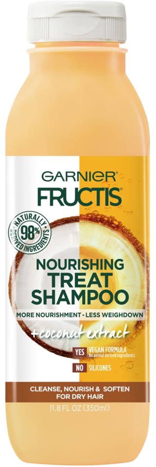 Garnier Fructis Nourishing Treat Shampoo, For Dry Hair, Coconut, , 11.8 oz (Pack of 2)