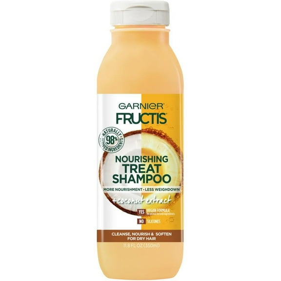 Garnier Fructis Nourishing Treat Shampoo, For Dry Hair, Coconut, , 11.8 oz (Pack of 2)