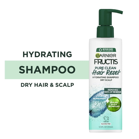 Garnier Fructis Pure Clean Hair Reset Hydrating Shampoo, Dry Scalp, 12 fl oz