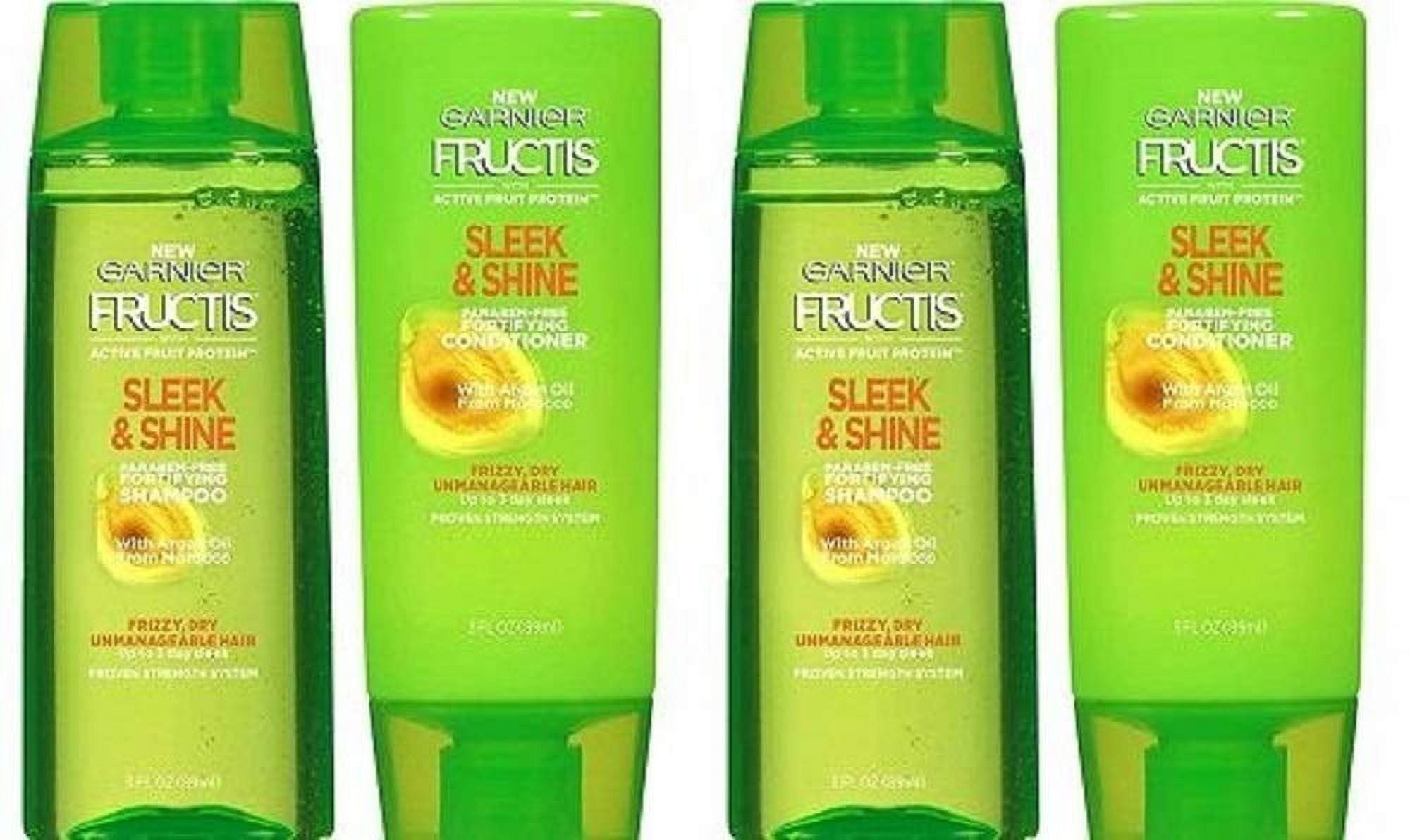 Garnier Fructis Sleek & Shine 2 Shampoo + 2 Conditioner 3 oz Travel