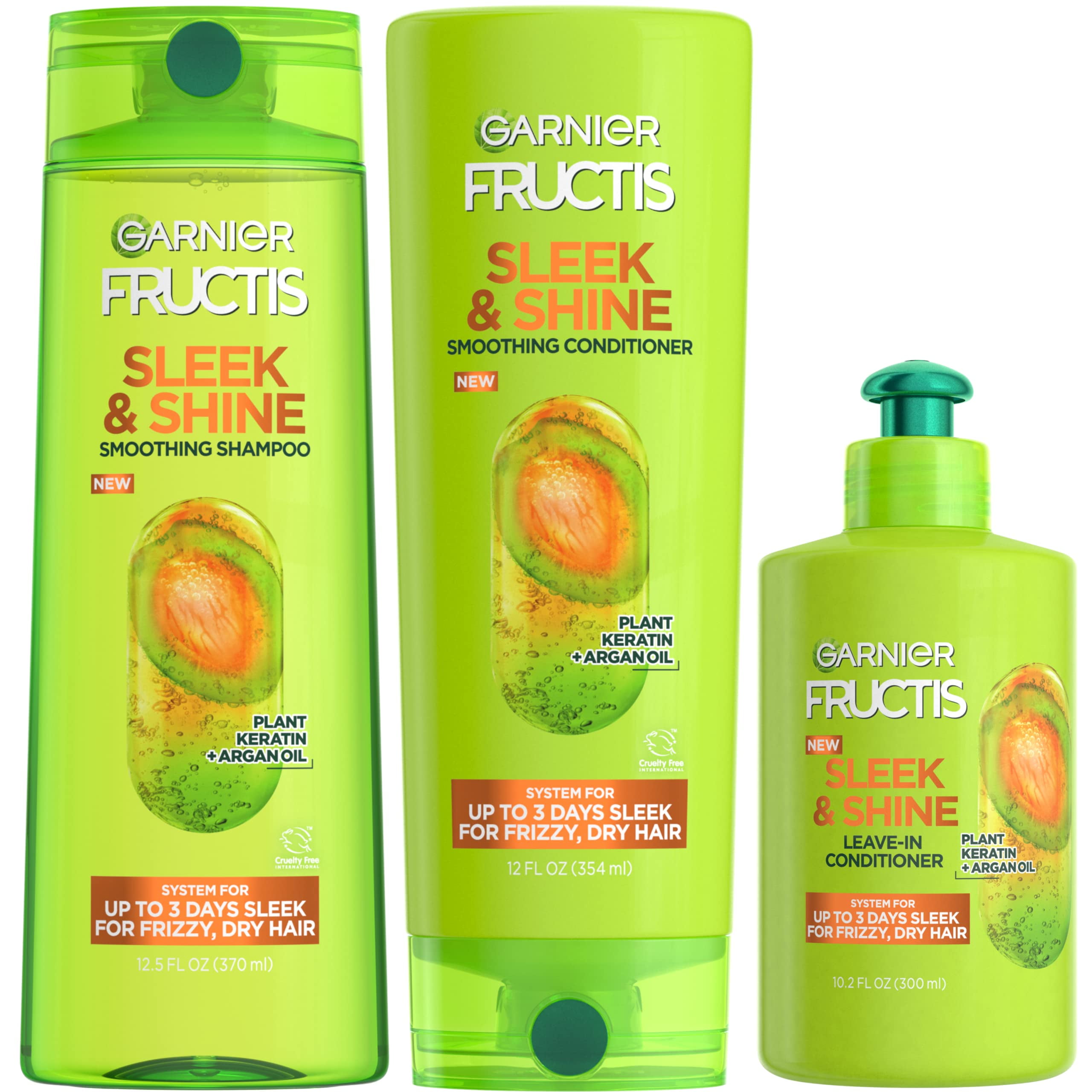 Garnier Fructis Sleek & Shine Shampoo, Conditioner + LeaveIn