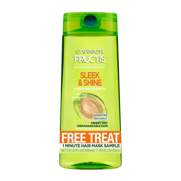 Garnier Fructis Sleek & Shine Shampoo with a Free Smoothing Treat 1 Minute Hair Mask Sample, 1 kit