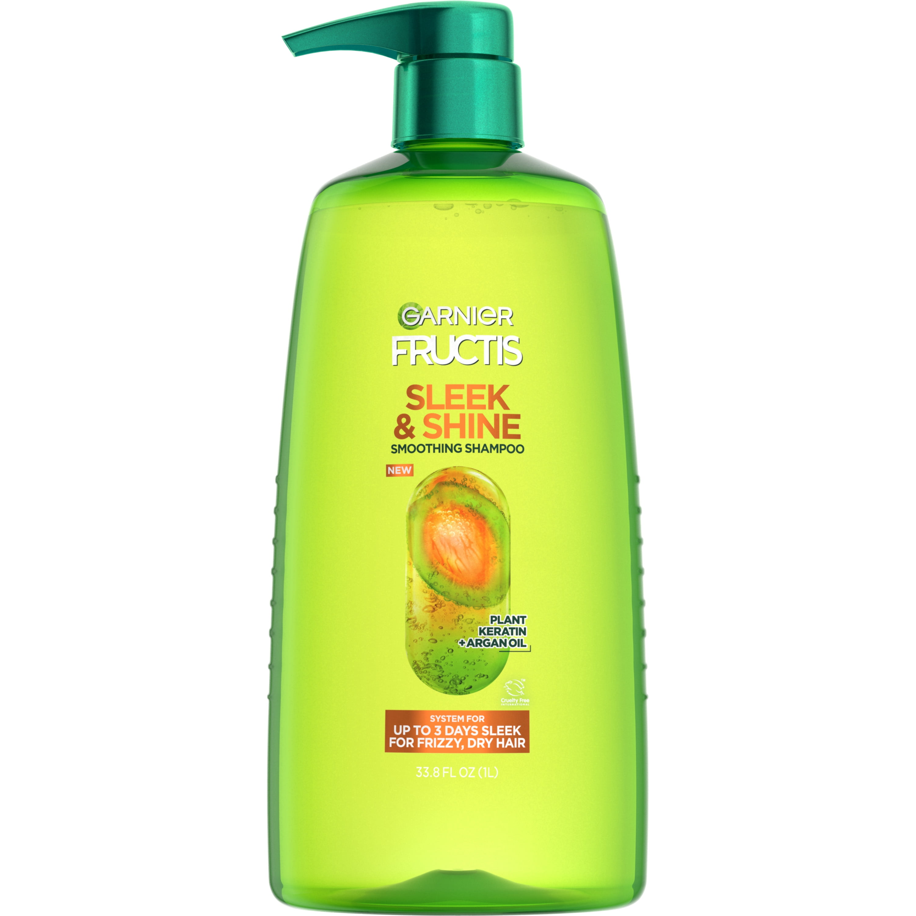 & Garnier Shampoo oz Shine Smoothing Plant Fructis Keratin, fl with Sleek 33.8
