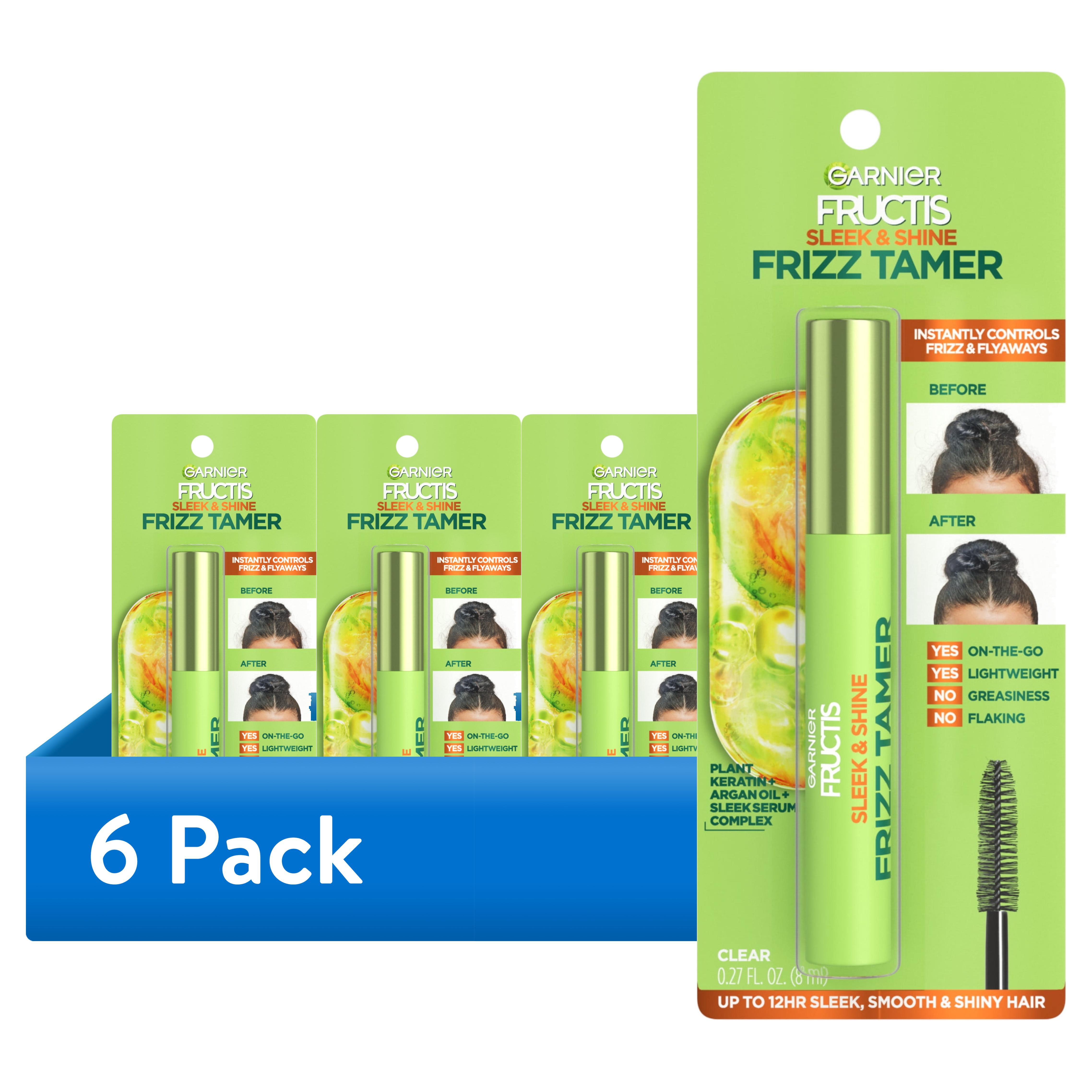 (6 pack) Garnier Fructis Sleek and Shine Frizz Tamer Hair Styling Gel with Plant Keratin, 0.27 fl oz