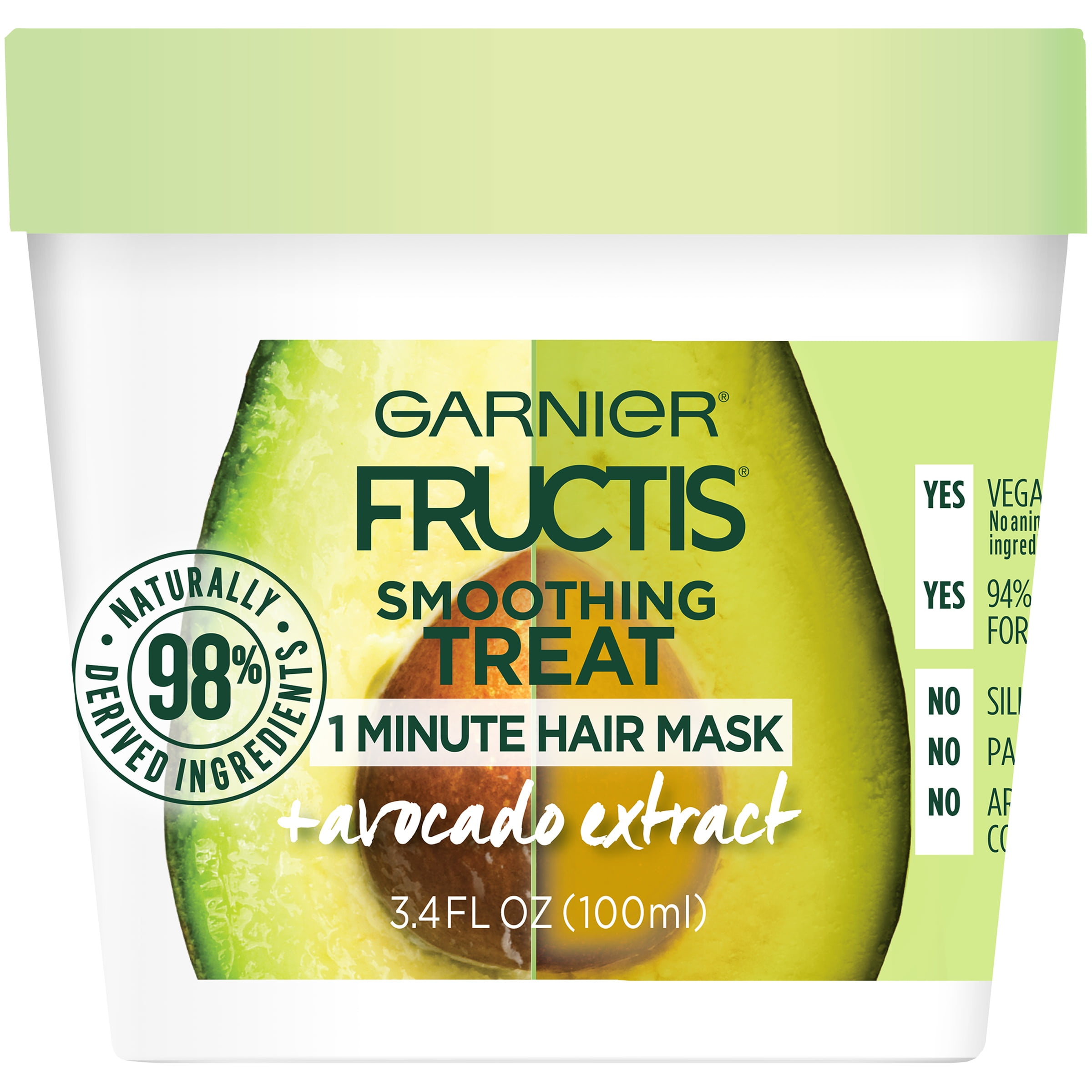 Beskatning Praktisk Vurdering Garnier Fructis Smoothing Treat 1 Minute Hair Mask with Avocado Extract,  3.4 oz. - Walmart.com