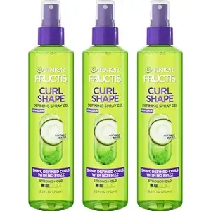 Garnier Fructis Style Curl Shape Defining Spray Gel for No Frizz, 8.5 Fl Oz, 3 Count (Packaging May Vary)