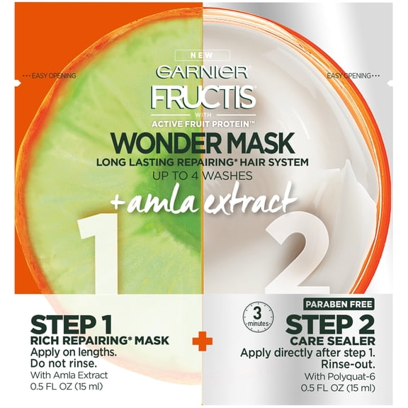 Garnier Fructis with Active Fruit Protein Wonder Mask Long Lasting Repairing Hair System 2-0.5 fl. oz. Packets