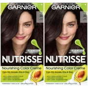 Garnier Hair Color Nutrisse Nourishing Creme, 20 Soft Black Black Tea Permanent Hair Dye, 2 Count Packaging May Vary