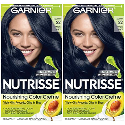 Garnier Hair Color Nutrisse Nourishing Creme, 22 Intense Blue Black, 2  Count - Walmart.Com