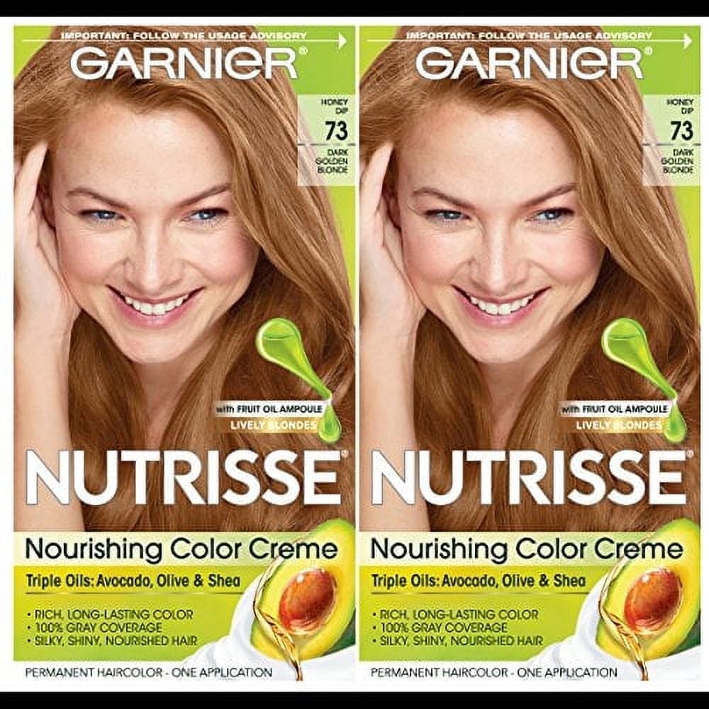 Garnier Hair Color Nutrisse Nourishing Creme, 73 Dark Golden Blonde (Honey Dip) Permanent Hair Dye, 2 Count (Packaging May Vary)