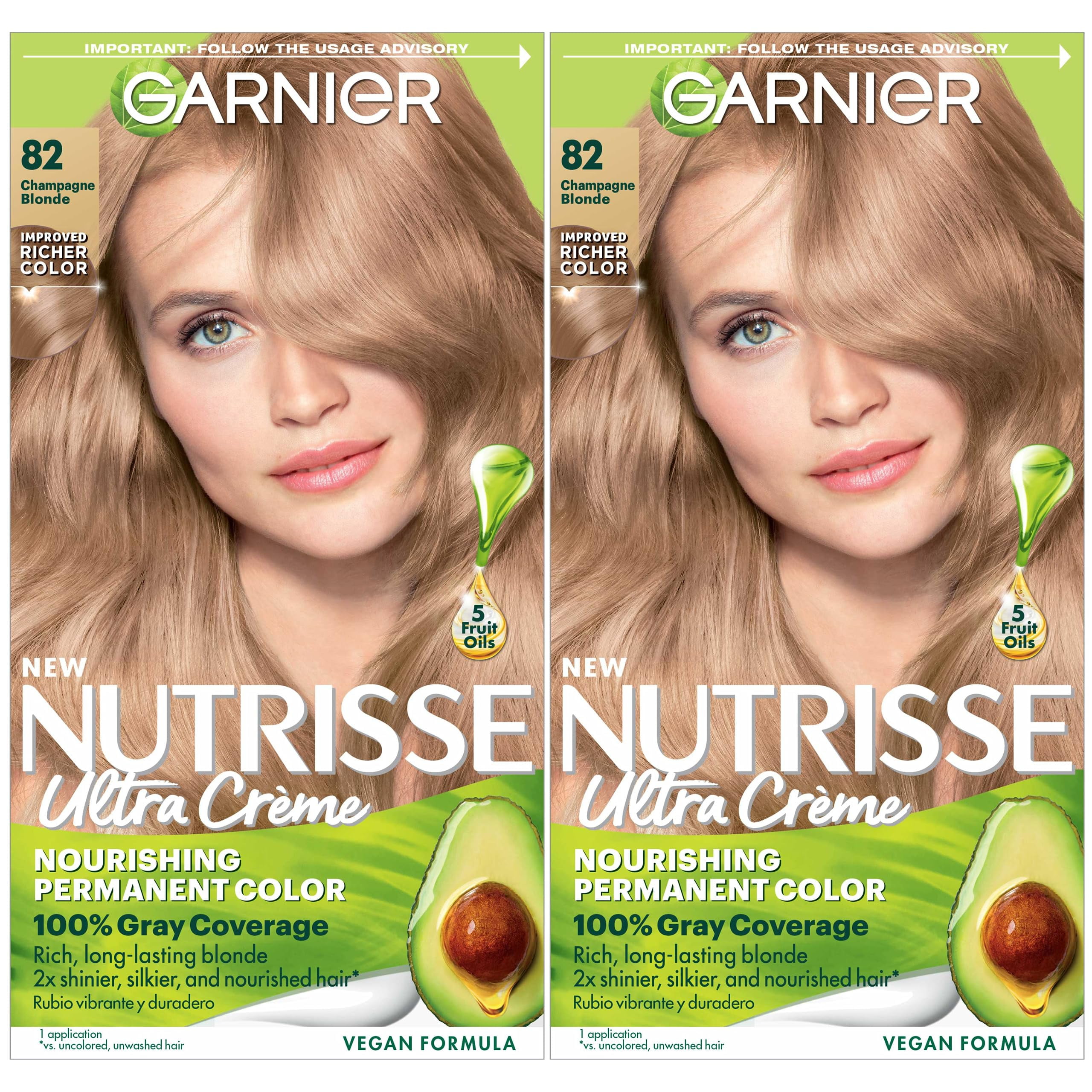 Garnier Hair Color Nutrisse Nourishing Creme, 82 Champagne Blonde (Champagne Fizz), 2 Count
