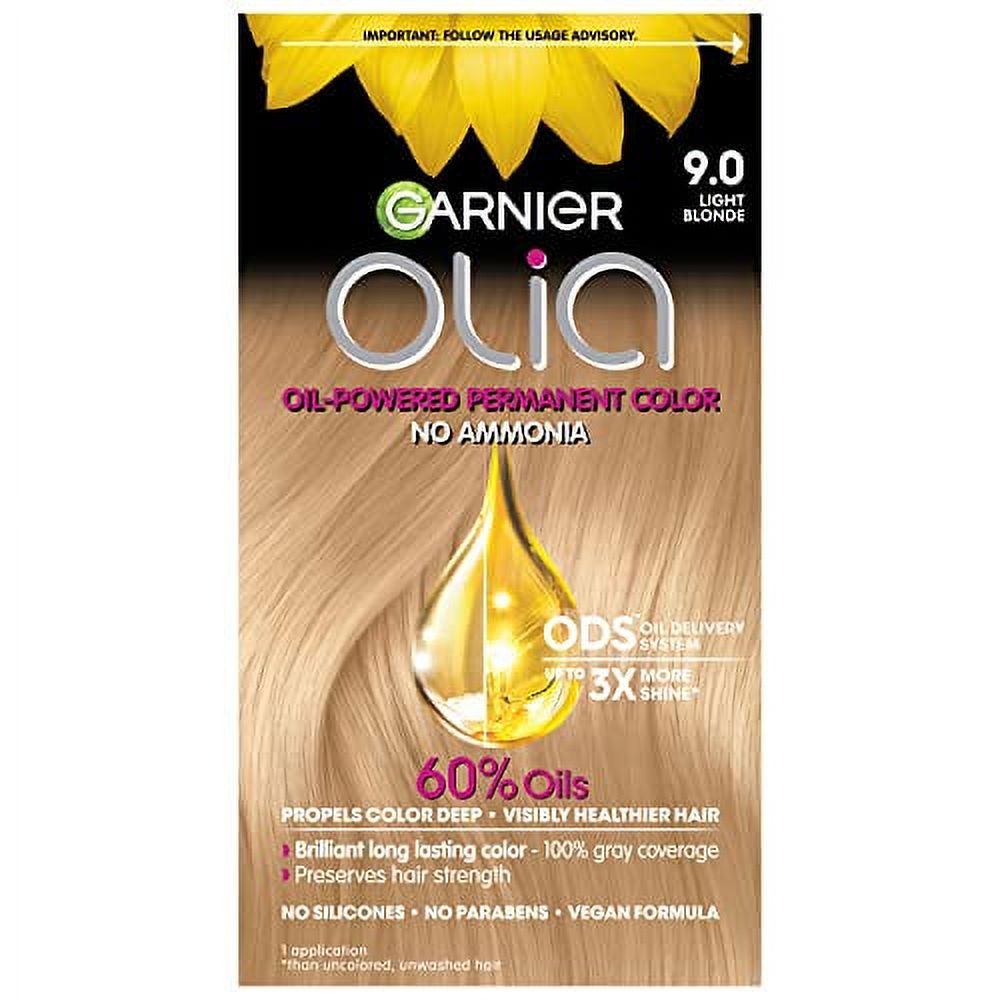 Garnier Hair Color Olia Ammonia-Free Brilliant Color Oil-Rich Permanent Hair Dye, 9.0 Light Blonde, 2 Count (Packaging May Vary) - image 1 of 3