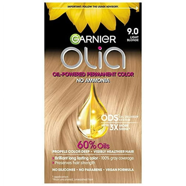 Garnier Hair Color Olia Ammonia-Free Brilliant Color Oil-Rich Permanent Hair Dye, 9.0 Light Blonde, 2 Count (Packaging May Vary)