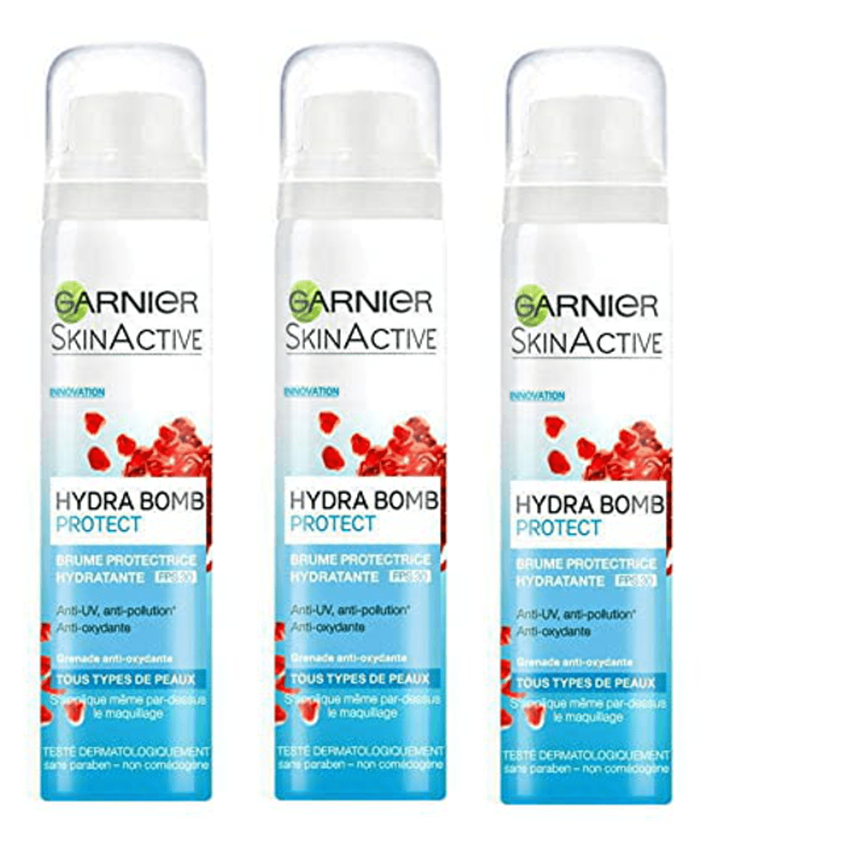 Garnier Hydra Bomb Protect Moisurizing Spray for All Skin Types SPF 30 75  mL (3Pack)