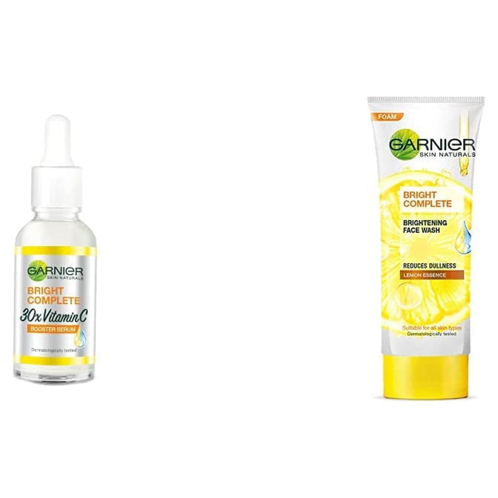 Garnier Naturals Skin Serum Face C Light Facewash, Complete VITAMIN Light 30 Complete Garnier Booster and 100g ml