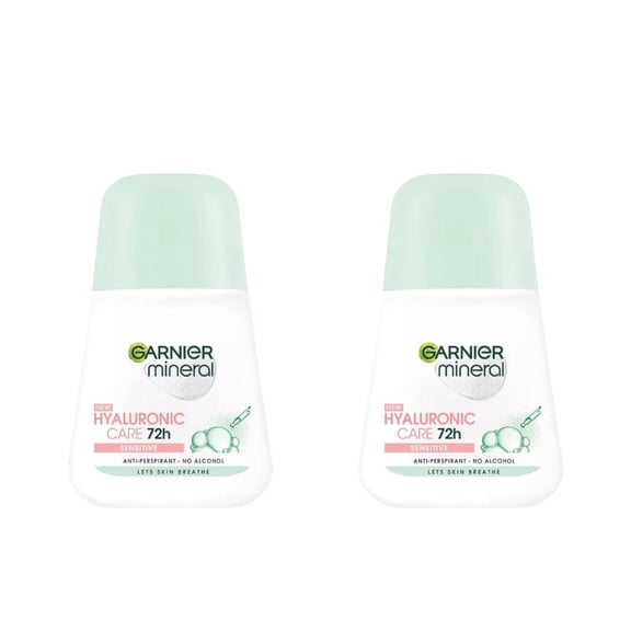 Garnier Mineral Hyaluronic Sensitive Roll-on Antiperspirant Deodorant 50 ml / 1.7 fl oz 2 Pack
