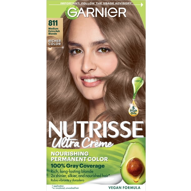 Garnier Nutrisse Hair Color Crème, Medium Extra Ash Blonde 811, At