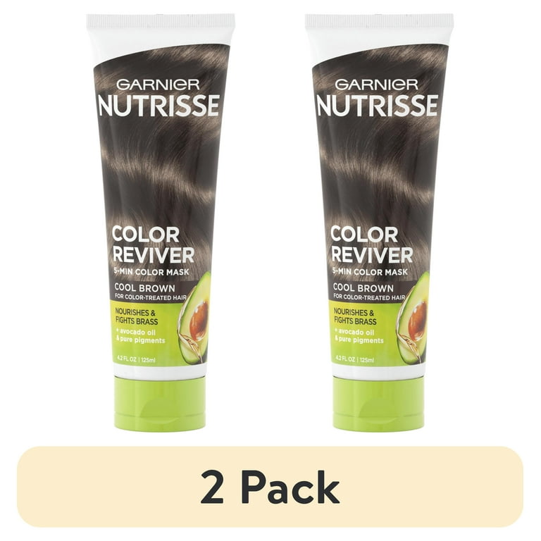 2 pack Garnier Nutrisse Color Reviver 5 Min Color Mask with Avocado Oil Cool Brown 4.2 fl oz
