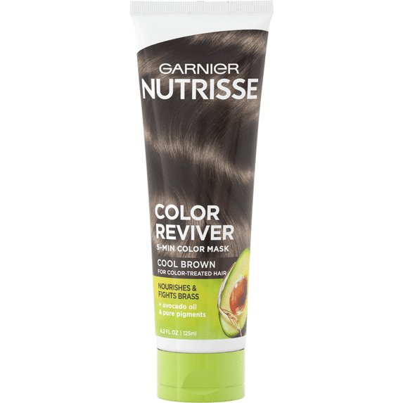 Garnier Nutrisse Color Reviver 5 Min Semi Permanent Hair Color Mask with Avocado Oil, Cool Brown, 4.2 fl oz