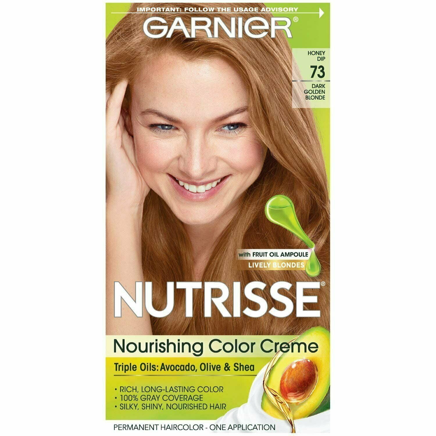 Garnier Nutrisse Haircolor - 73 Honeydip (Dark Golden Blonde) 1 Each (Pack of 4)