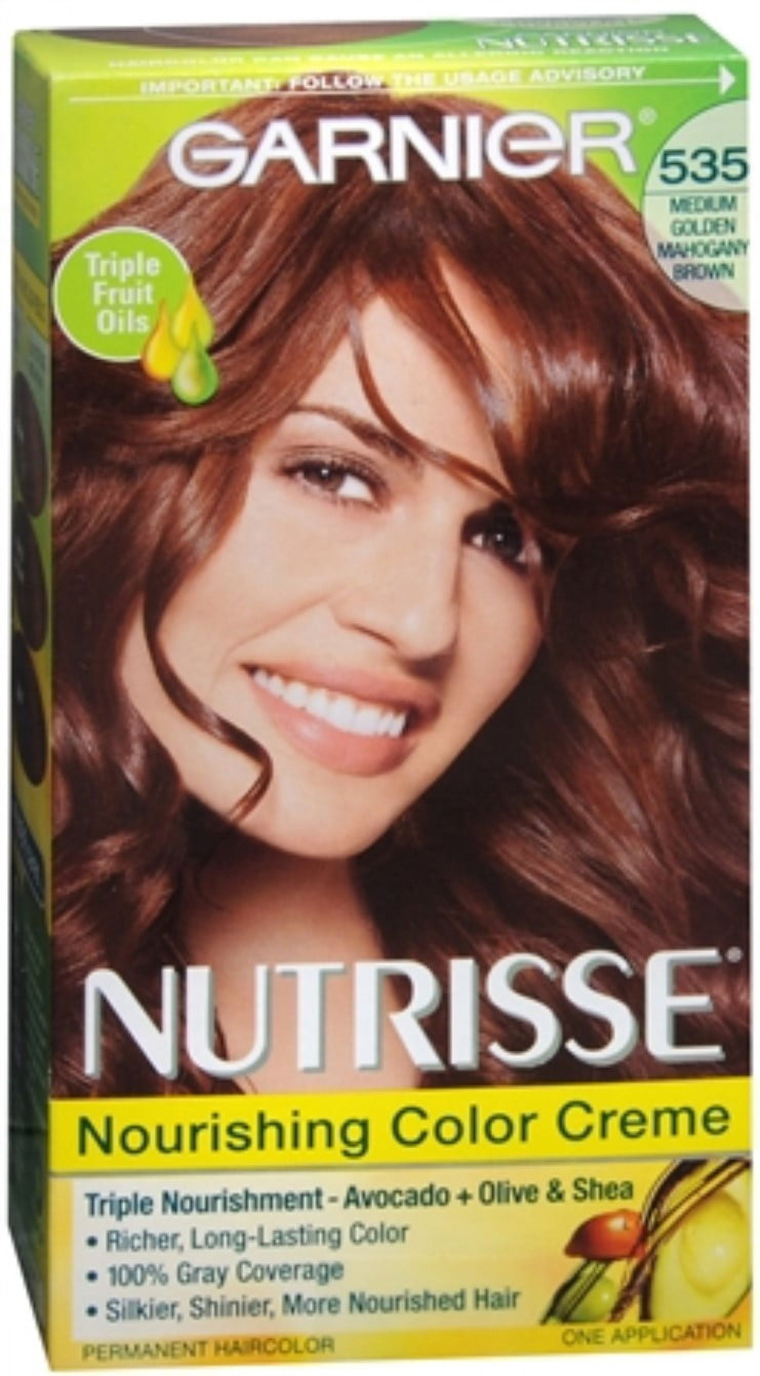 Garnier Nutrisse Haircolor Creme, Medium Golden Mahogany Brown [535] 1 ea (Pack of 3)
