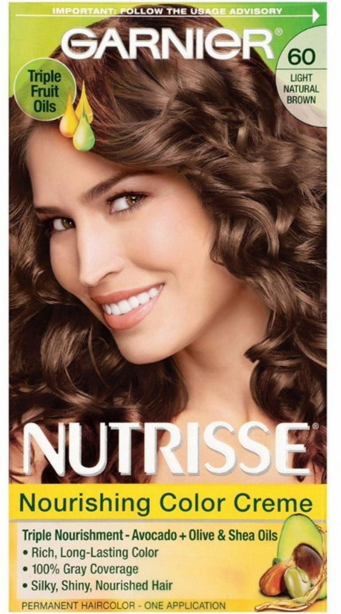 Garnier Nutrisse Nourishing Color Creme, Light Natural Brown [60], 1 Each, 2 Pack