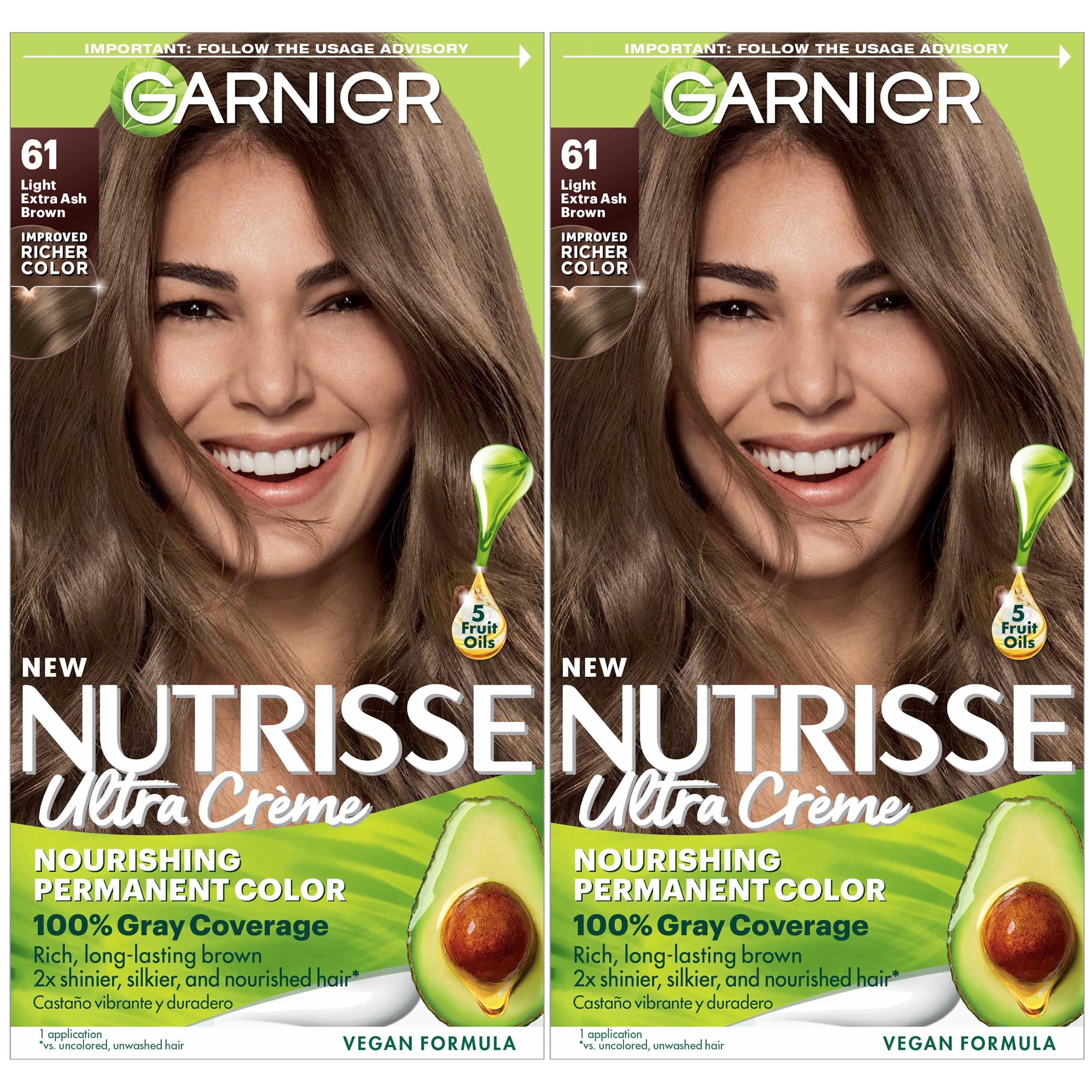 Garnier Nutrisse Nourishing Creme Hair Color Light Ash Brown Mochaccino Long Lasting 8106