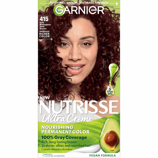 Garnier Nutrisse Nourishing Hair Color, 415 Soft Mahogany Dark Brown