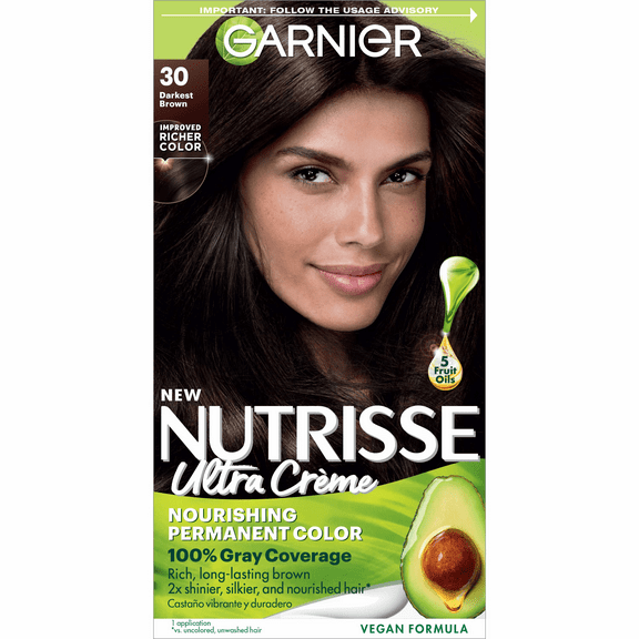 Garnier Nutrisse Nourishing Hair Color Creme, 030 Darkest Brown Sweet Cola