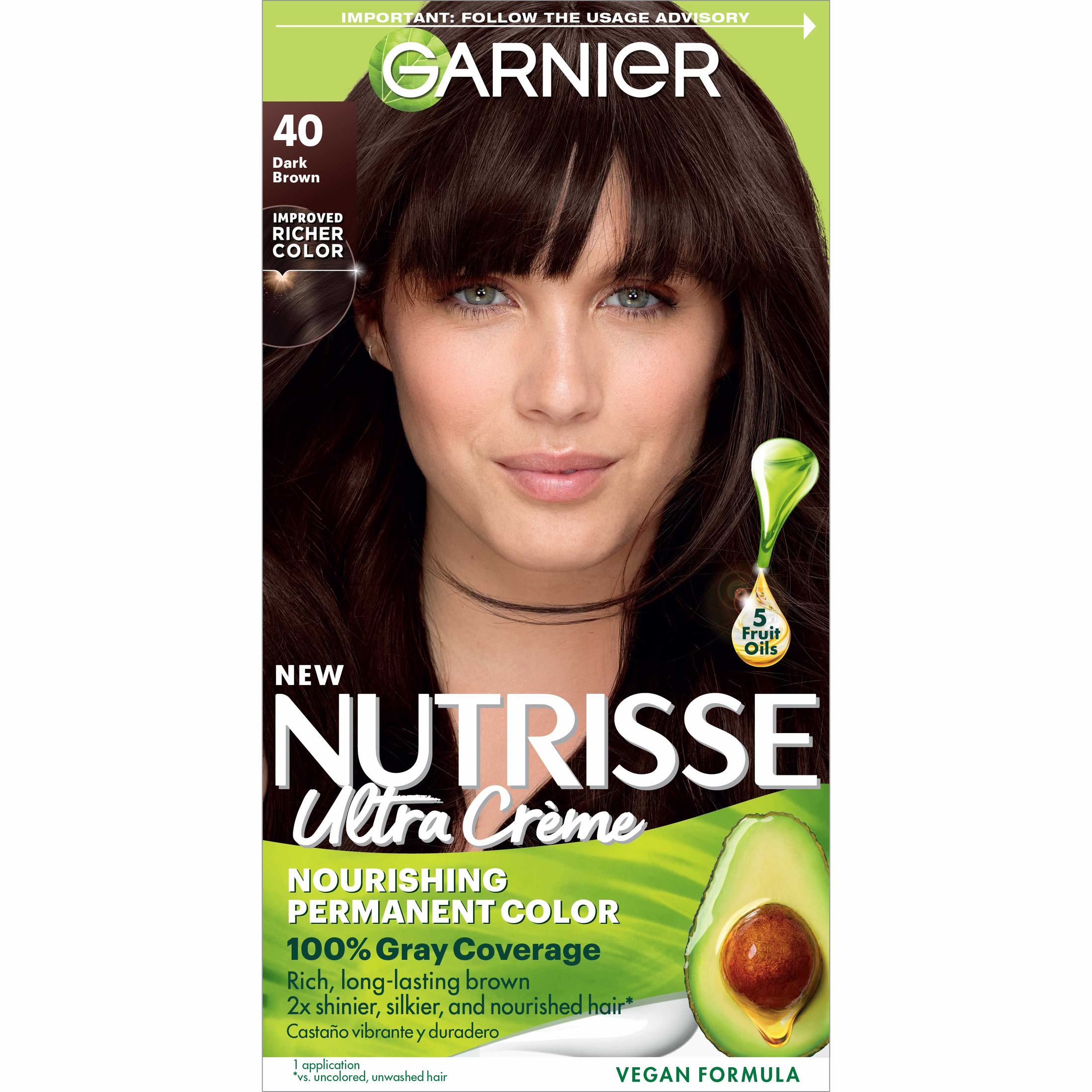 Garnier Nutrisse Nourishing Hair Color Creme, 040 Dark Brown Dark Chocolate - image 1 of 11