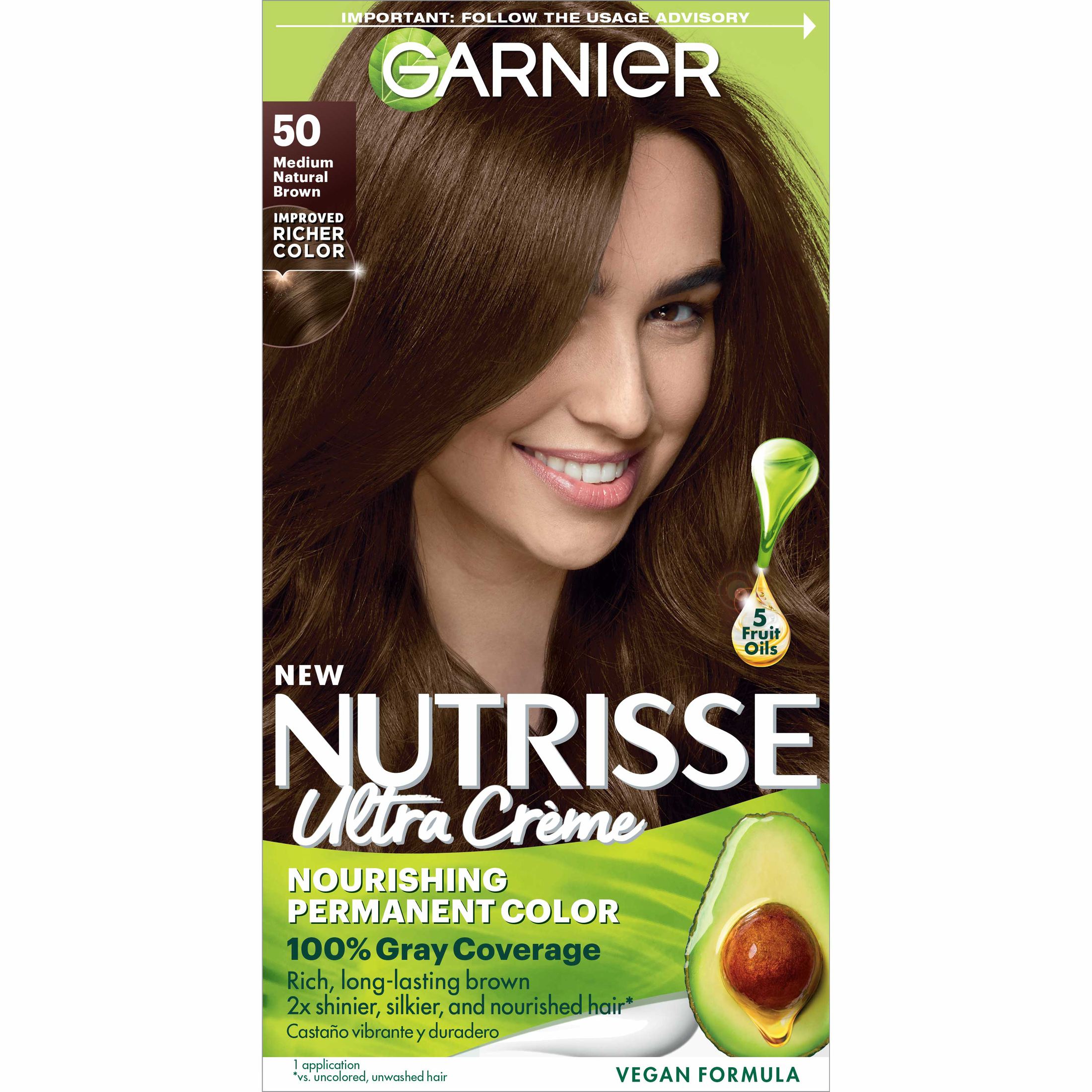 Garnier Nutrisse Nourishing Hair Color Creme, 050 Medium Natural Brown Truffle - image 1 of 11