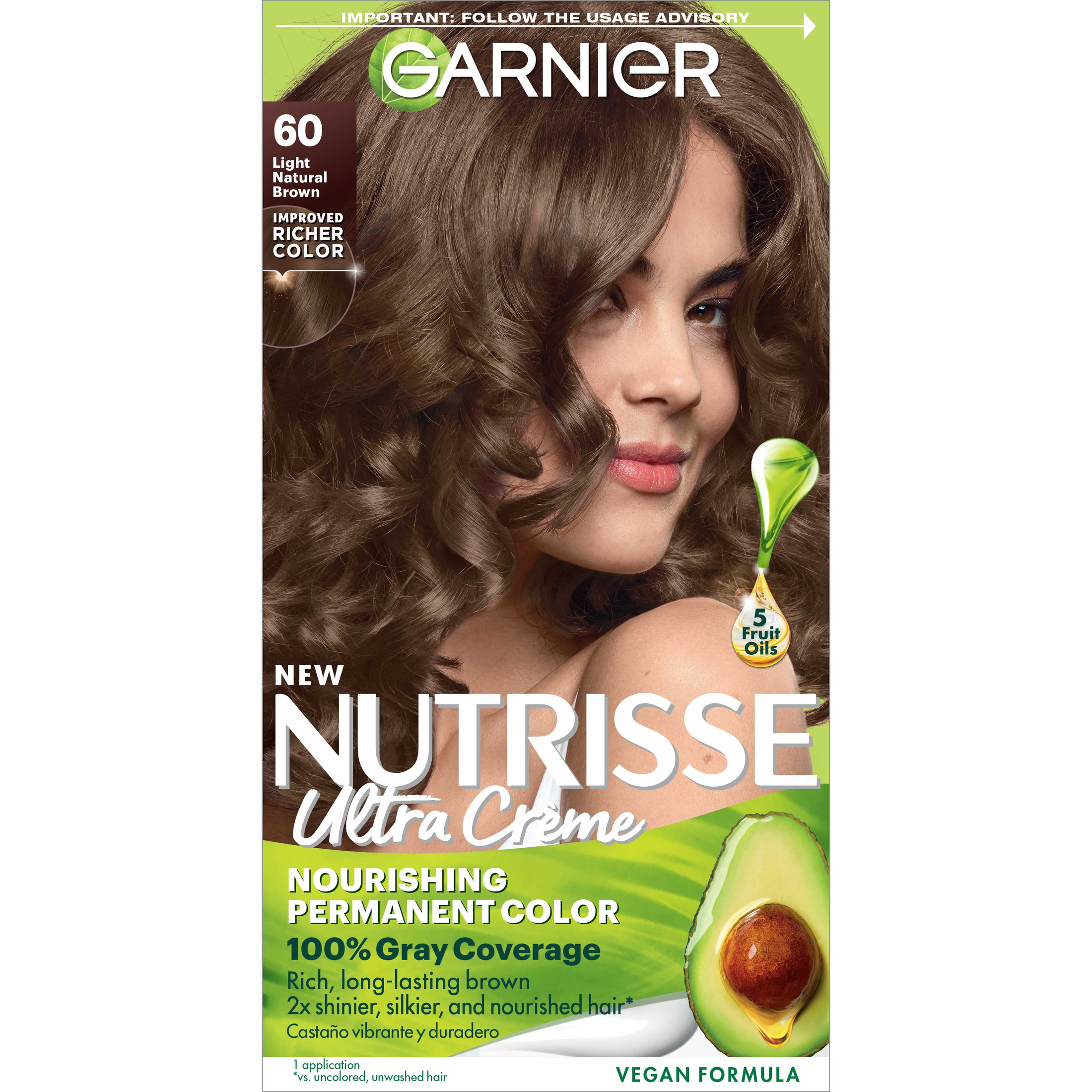 Garnier Nutrisse Nourishing Hair Color Creme, 060 Light Natural Brown Acorn - image 1 of 11