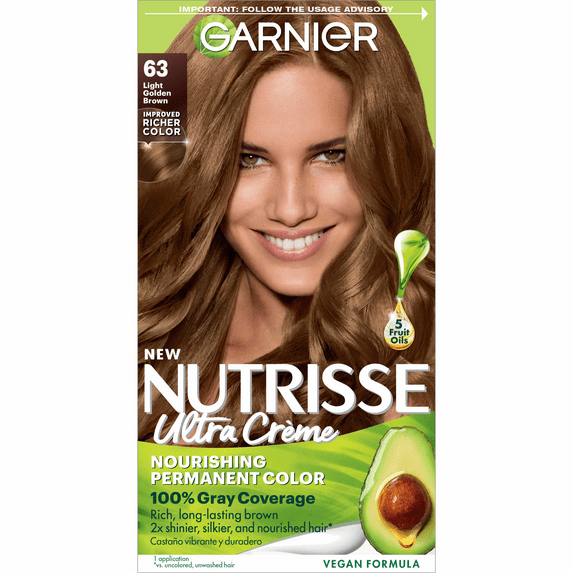 Garnier Nutrisse Nourishing Adult Hair Color Creme, 063 Light Golden Brown Brown Sugar