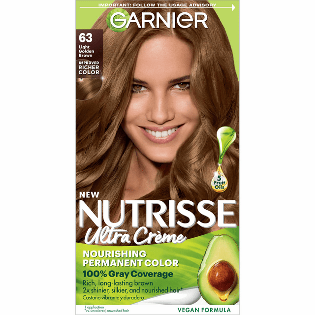 Garnier Nutrisse Nourishing Hair Color Creme, 063 Light Golden Brown Brown Sugar