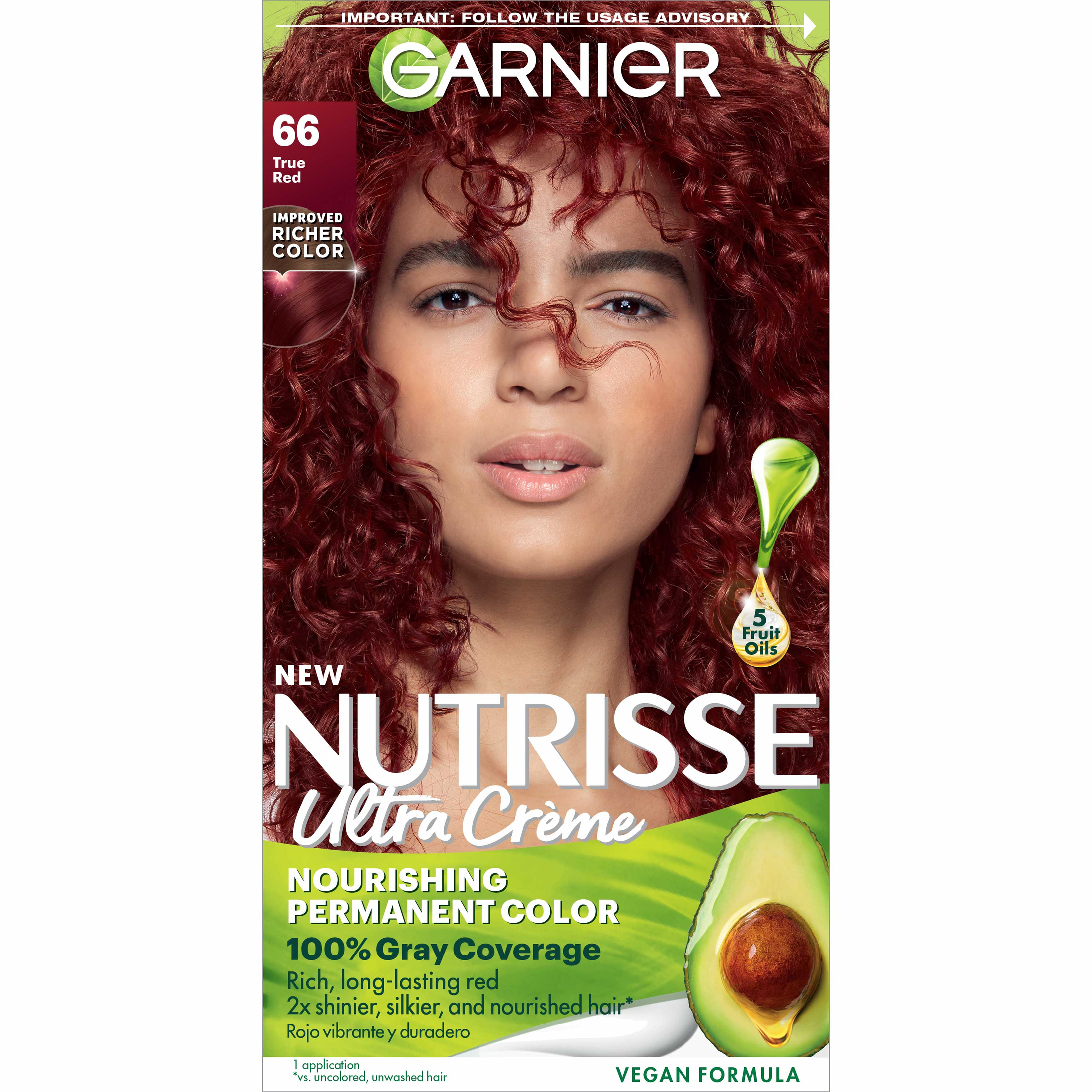 Garnier Nutrisse Nourishing Hair Color Creme, 066 True Red Pomegranate - image 1 of 11