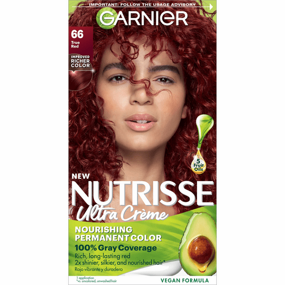 Garnier Nutrisse Nourishing Hair Color Creme, 066 True Red Pomegranate