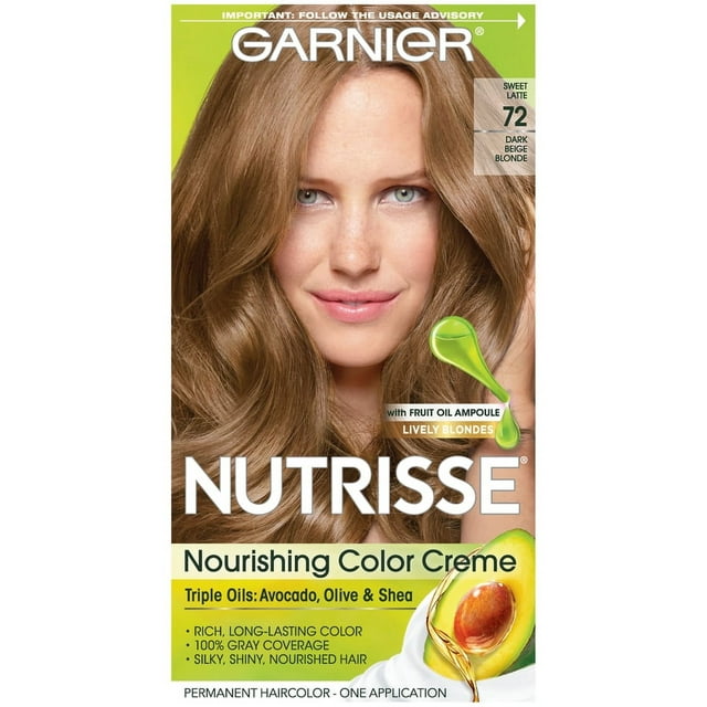 Garnier Nutrisse Nourishing Hair Color Creme, 072 Dark Beige Blonde Sweet Latte