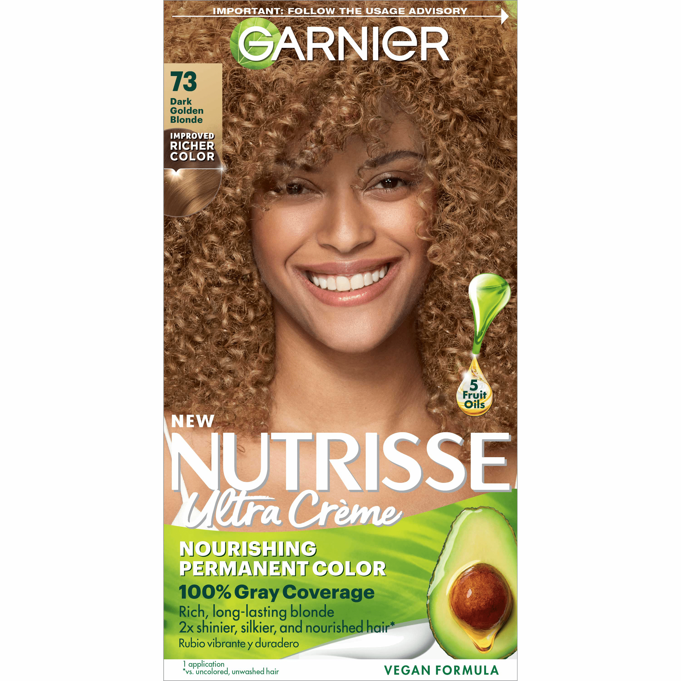 Garnier Nutrisse Nourishing Hair Color Dip Blonde Honey Creme, 073 Dark Golden
