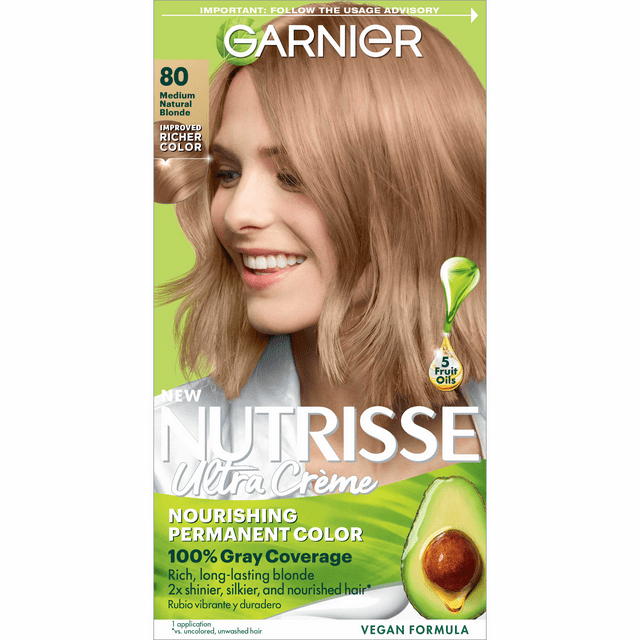 Garnier Nutrisse Nourishing Hair Color Creme, 080 Medium Natural Blonde Butternut