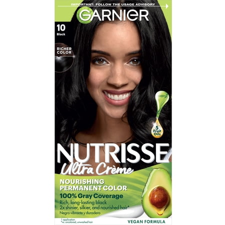 Garnier Nutrisse Nourishing Adult Hair Color Creme, 10 Black Licorice