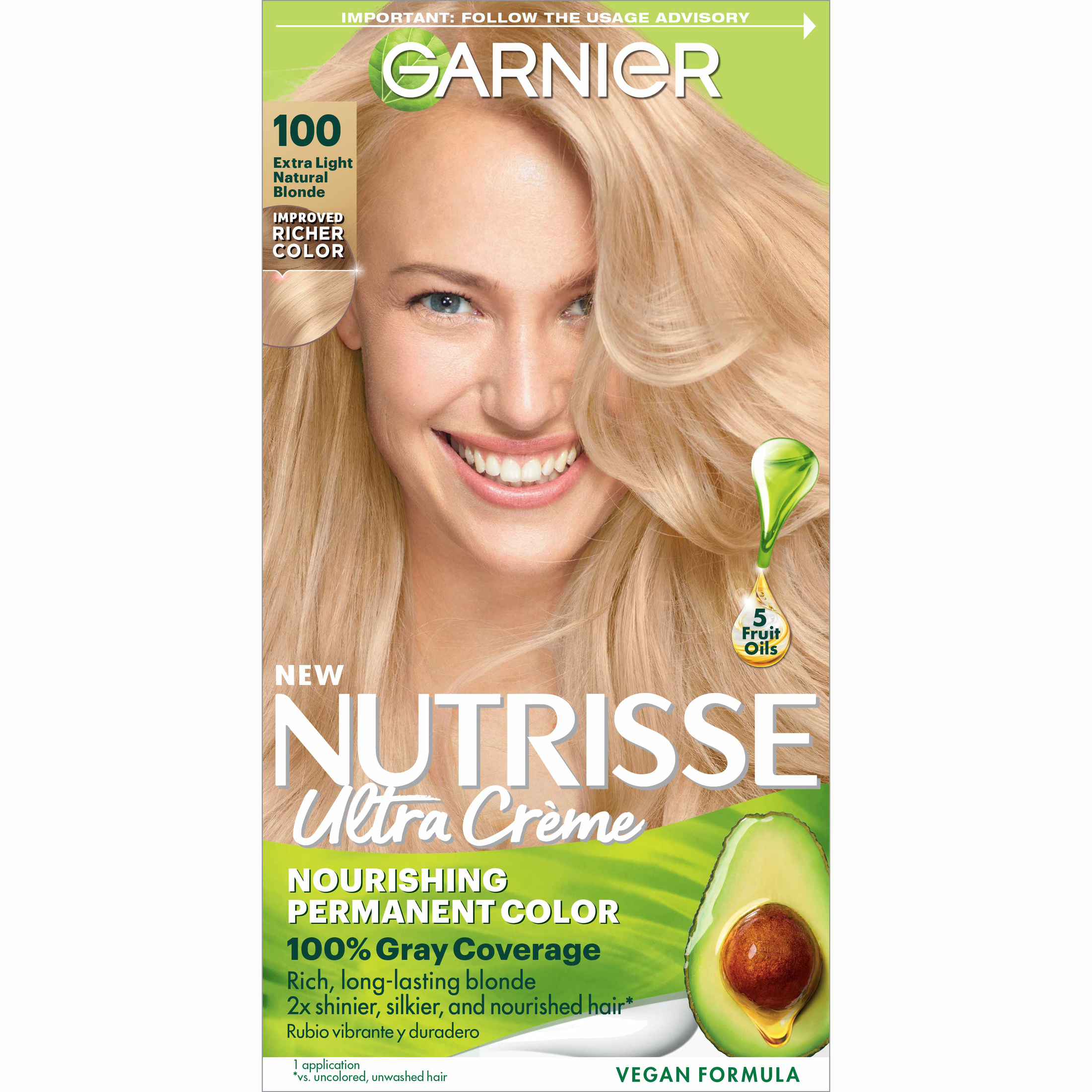 Garnier Nutrisse Nourishing Hair Color Creme, 100 Extra Light Natural Blonde Chamomile - image 1 of 11