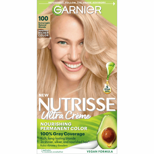 Garnier Nutrisse Nourishing Hair Color Creme, 100 Extra Light Natural Blonde Chamomile