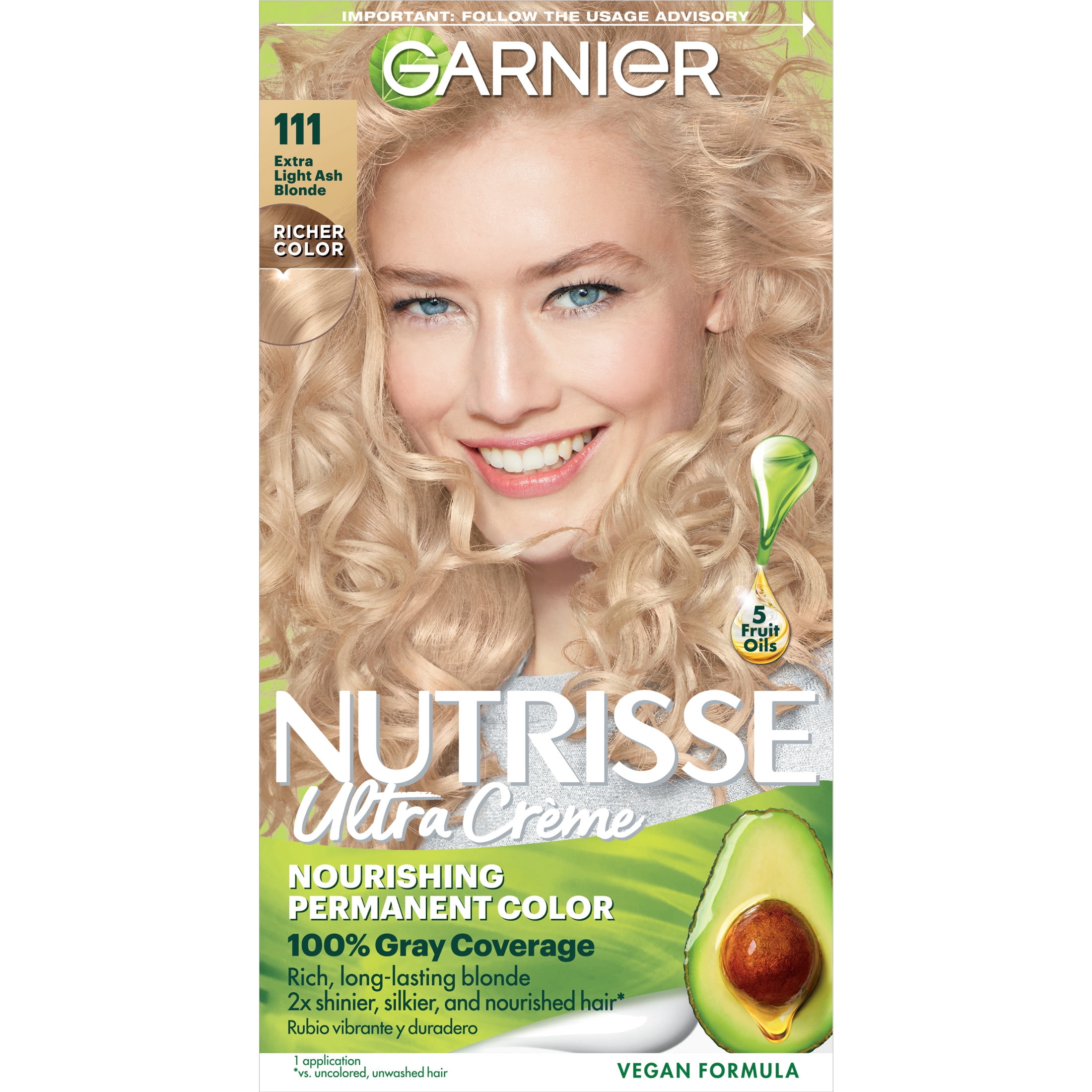 Garnier Nutrisse Nourishing Hair Color Creme, 111 Extra Light Ash Blonde