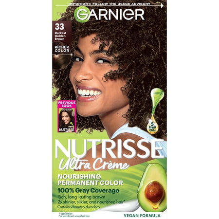 Garnier Nutrisse Nourishing Hair Color Creme, 33 Darkest Golden Brown