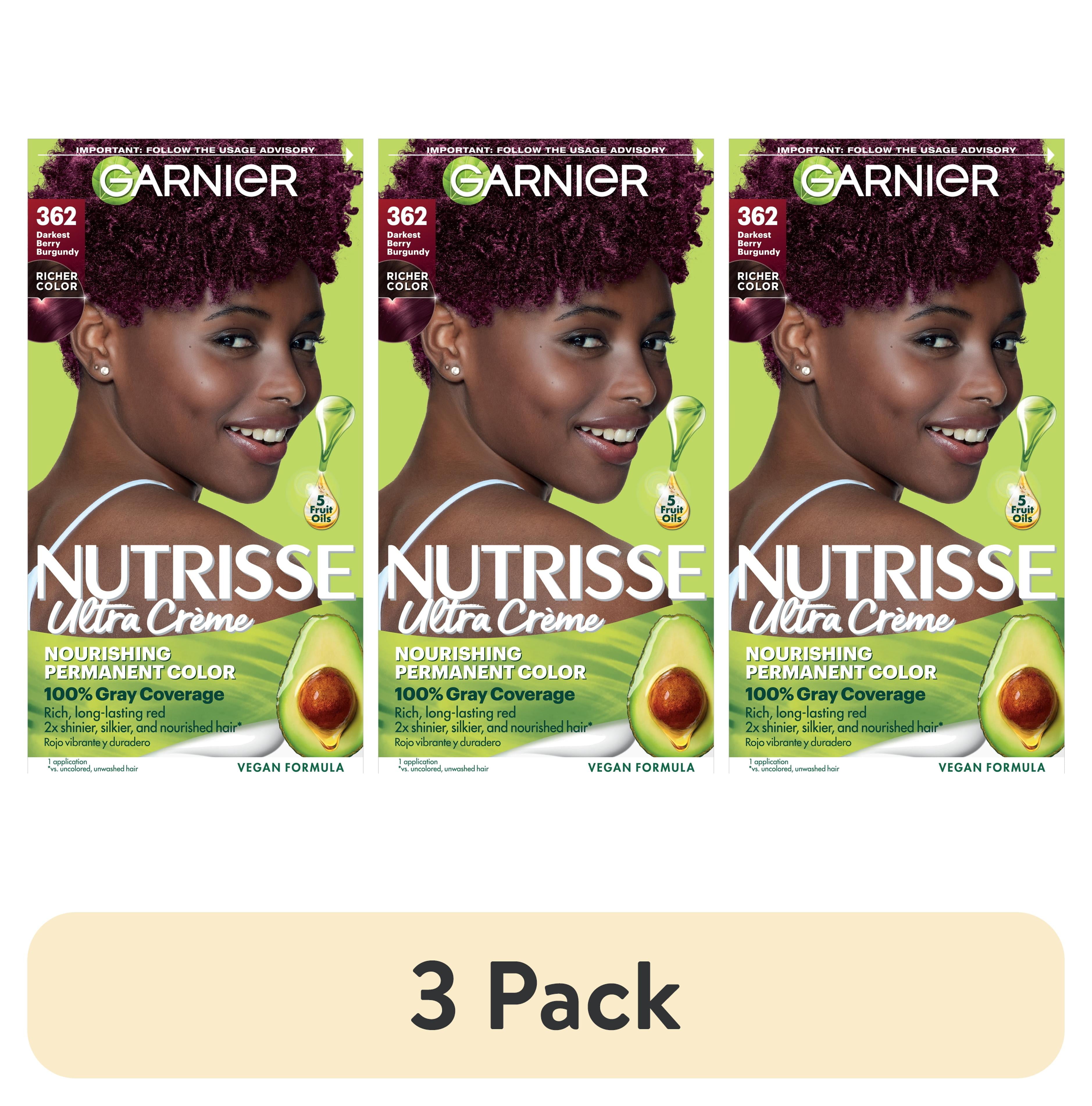 (3 pack) Garnier Nutrisse Nourishing Hair Color Creme, 362 Darkest ...