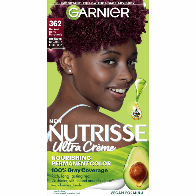 Garnier Nutrisse Nourishing Hair Color Creme, 362 Darkest Berry Burgundy