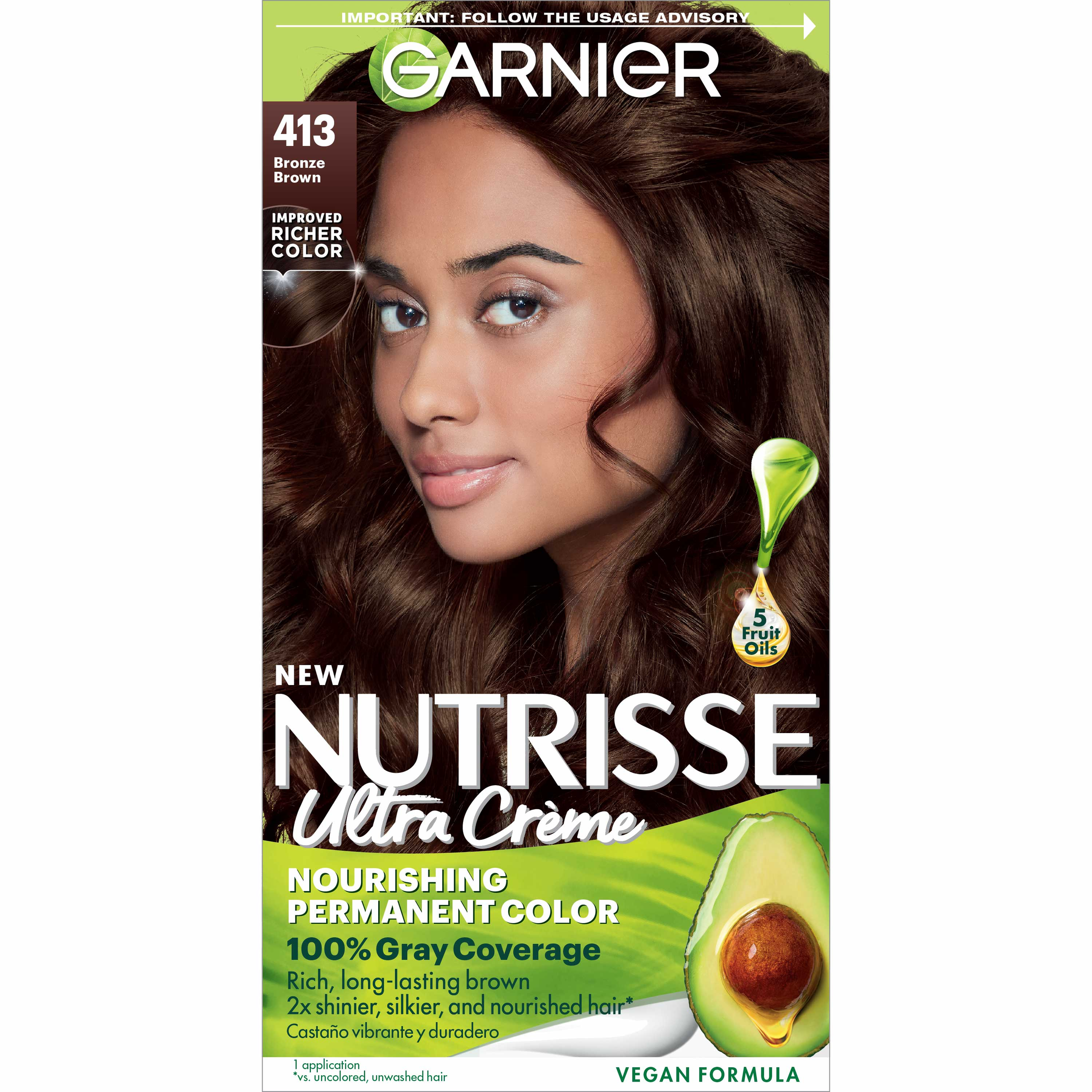Garnier Nutrisse Nourishing Hair Color Creme, 413 Bronze Brown - image 1 of 11