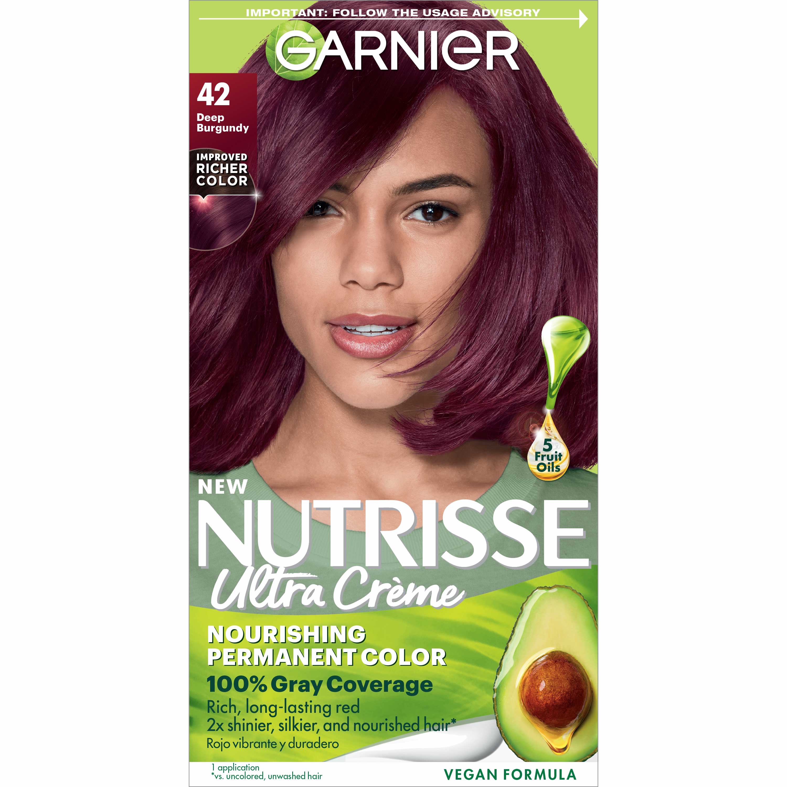 Garnier Nutrisse Nourishing Hair Color Creme, 42 Deep Burgundy Black Cherry - image 1 of 10