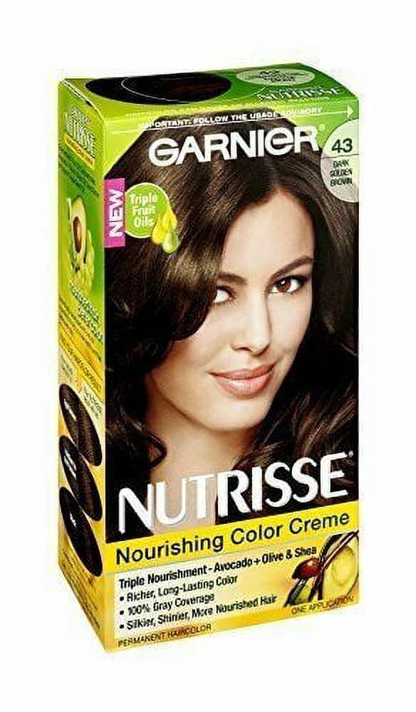 Garnier Nutrisse Nourishing Hair Color Creme, 43 Dark Golden Brown, 3-Pack