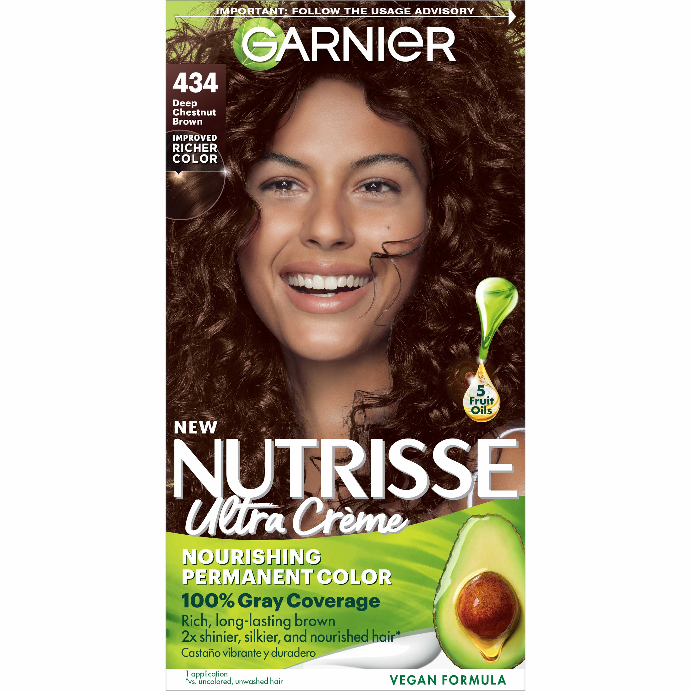 Garnier Nutrisse Nourishing Hair Color Creme, 434 Deep Chestnut Brown - image 1 of 11
